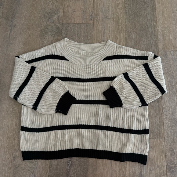 Sweaters - Striped Black and Cream Women's Sweater